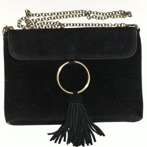 Large Black Tassel Clutch